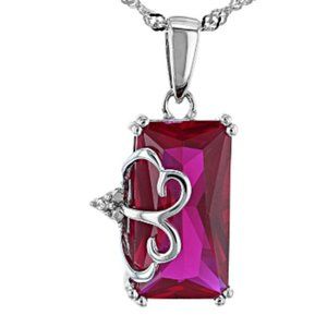 4.93ct Lab Created Ruby Rhodium Over Silver Pendant With Chain